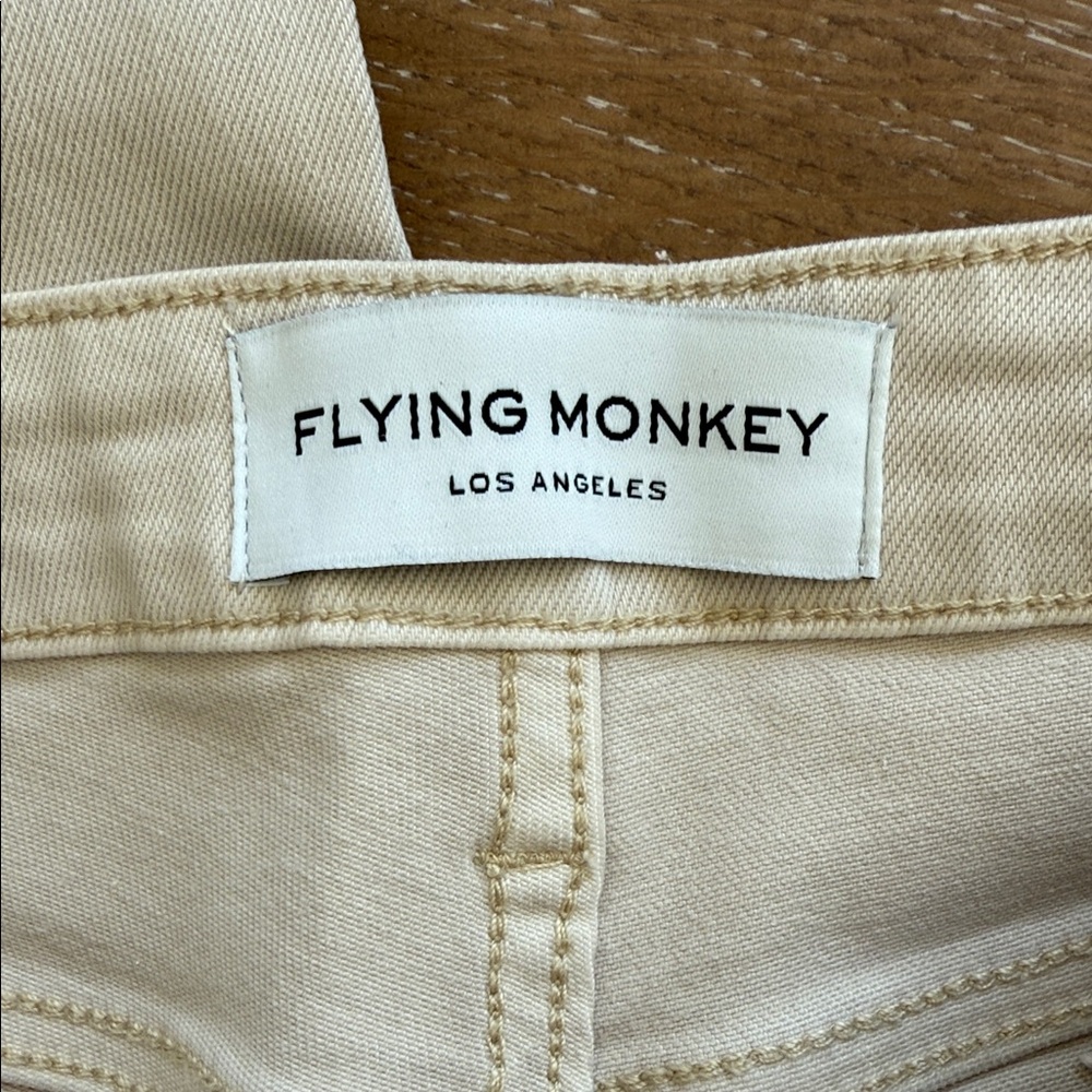 Flying Monkey High Rise Cropped Flare Stretch Jean. Tan. Size 26 - Picture 7 of 8